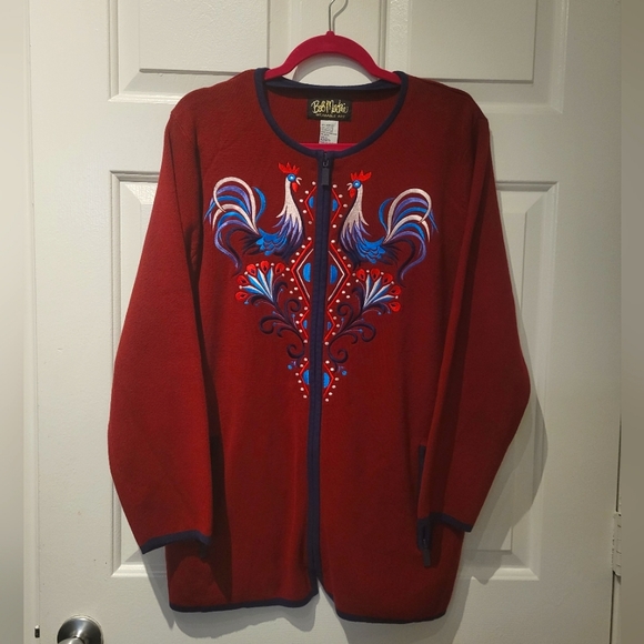 Bob Mackie Sweaters - Bob Mackie  Embroidered Cardigan Sweater size L